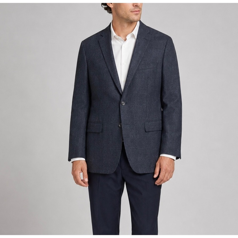 Lauren Ralph Lauren Plaid Tweed Blazer Mens 56R Blue Wool Sport Coat Jacket